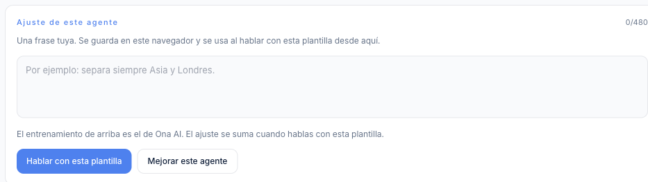 Ajuste del agente y el botón Mejorar este agente
